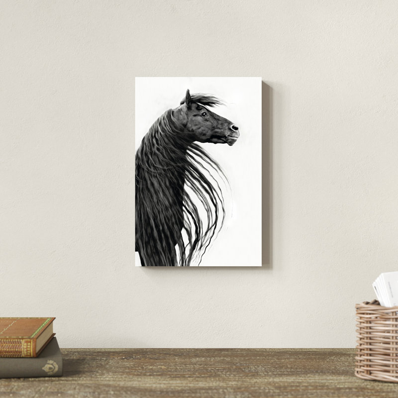 «Black and White Horse Portrait II» par PHBurchett - photographie sur toile tendue, H 12 po x l 8 po