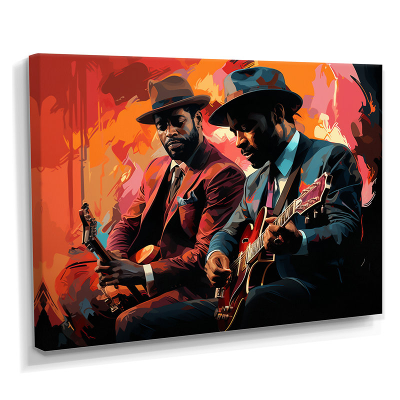«Pink Jazz Duo», musique rétro, Toile tendue, H 12 po x l 20 po x P 1 po