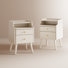 Set Of 2 Narrow Solid Wood Nightstands With 2 Drawers Each