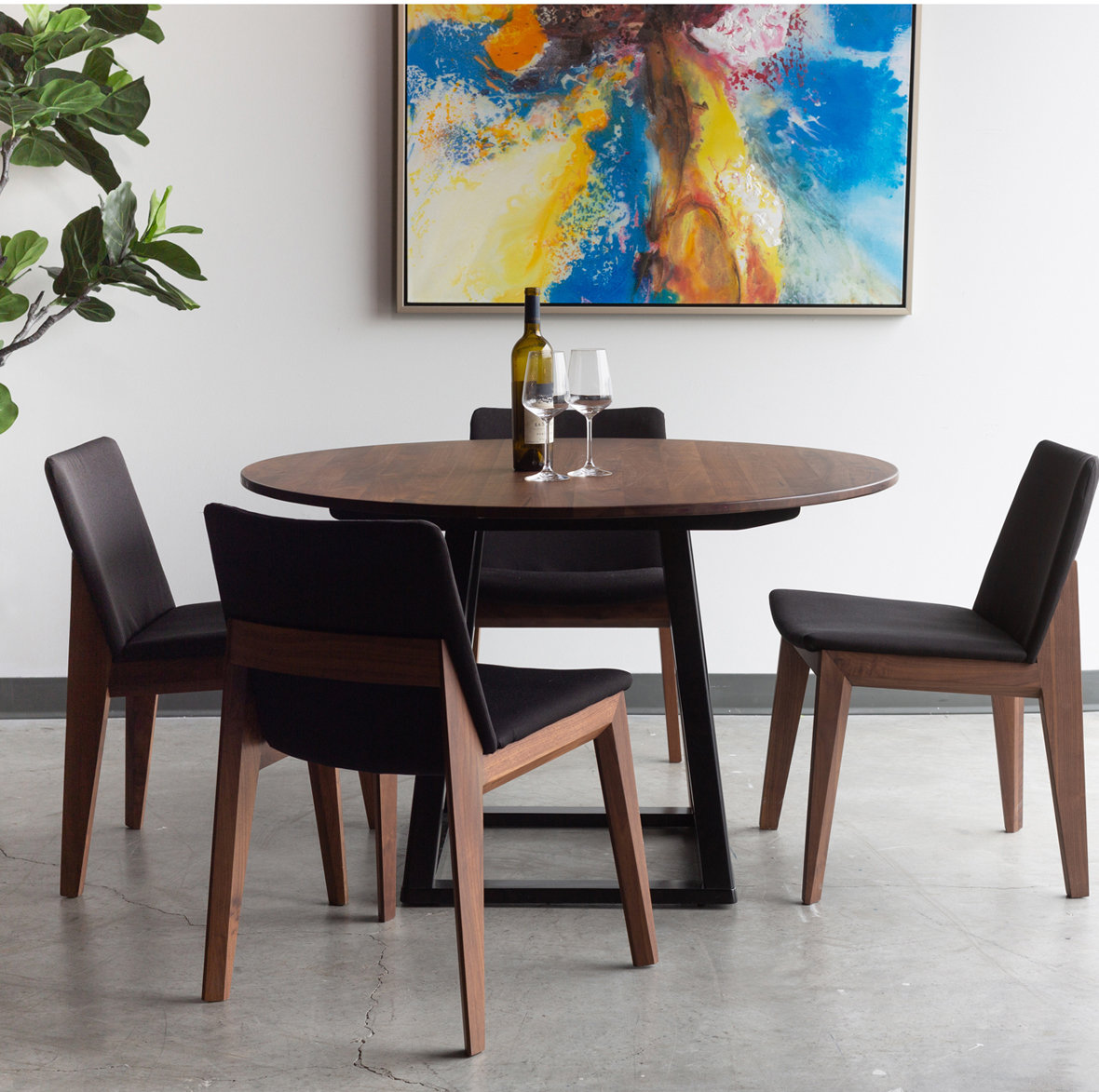 Anrey Dining Chair, Black Canvas, Brown