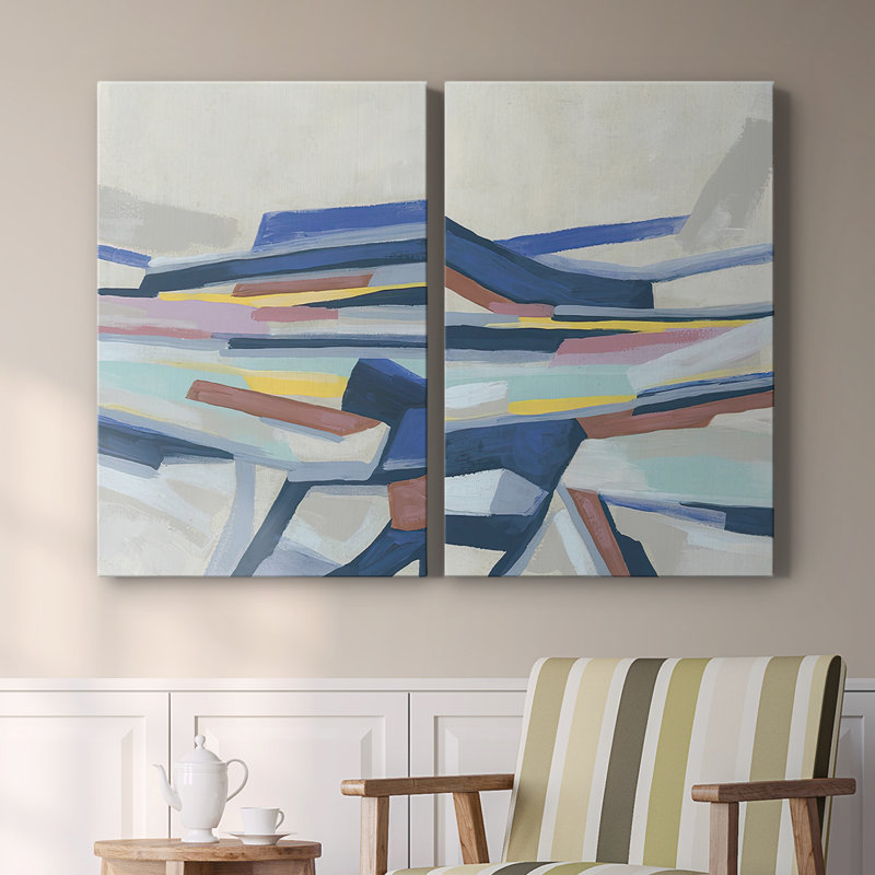Blue Tectonic Movement I-Premium Gallery Wrapped Canvas -Ready to Hang