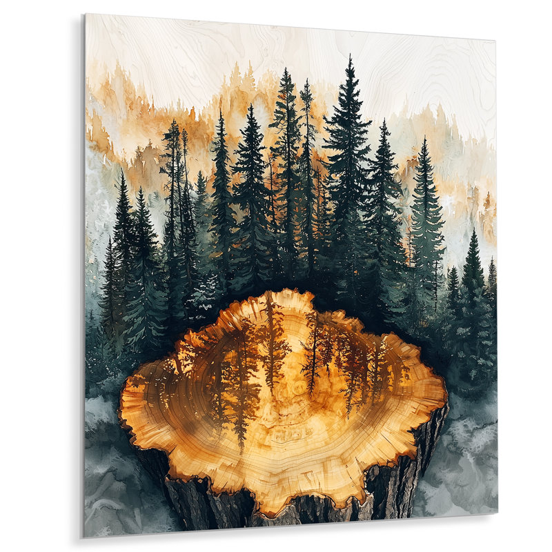 Forêt de pins d'été sur la glissoire en bois IV - Forêt, impression sur métal, H 20 po x l 12 po