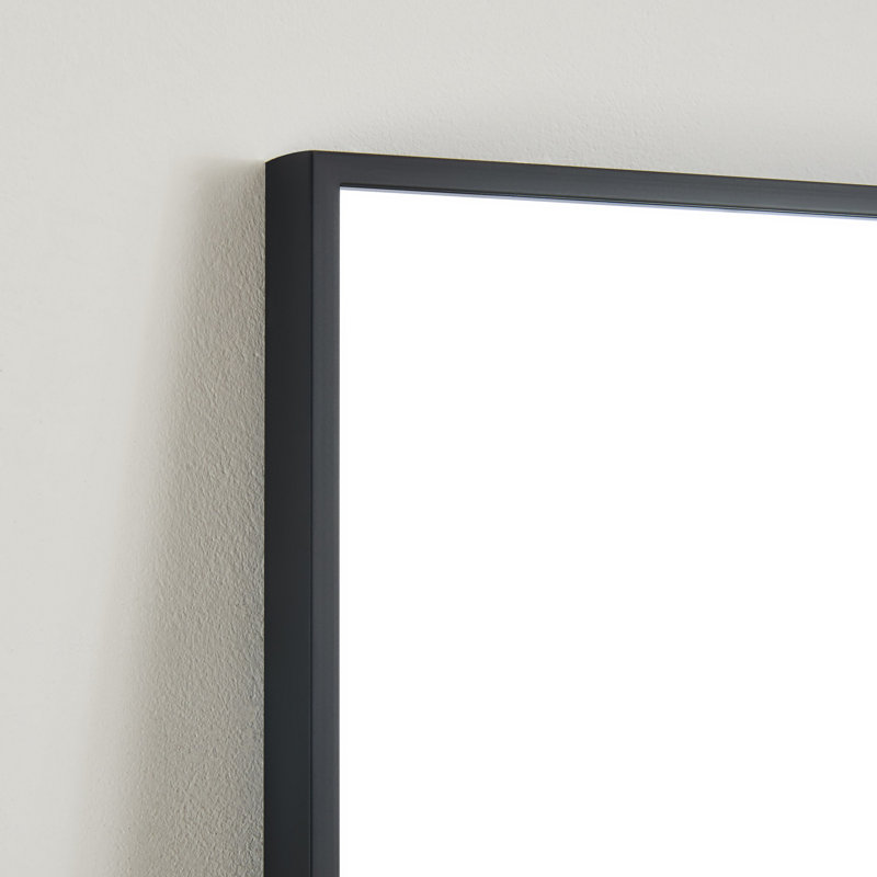 Miroir sur pied pleine longueur 70 po x 31 po, cadre en aluminium noir, fixation murale / inclinée, haute définition incassable pour décoration intérieure moderne | Idée de cadeau