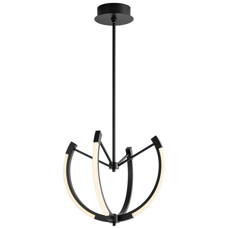 Lustre géométrique unique à 4 lumières Arends, Noir, H 33 po x l 21 po x P 21 po