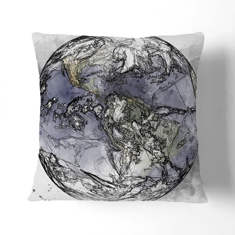 Satellite Image of Earth Cushion with Filling, 55cm H x 55cm W x 20cm D