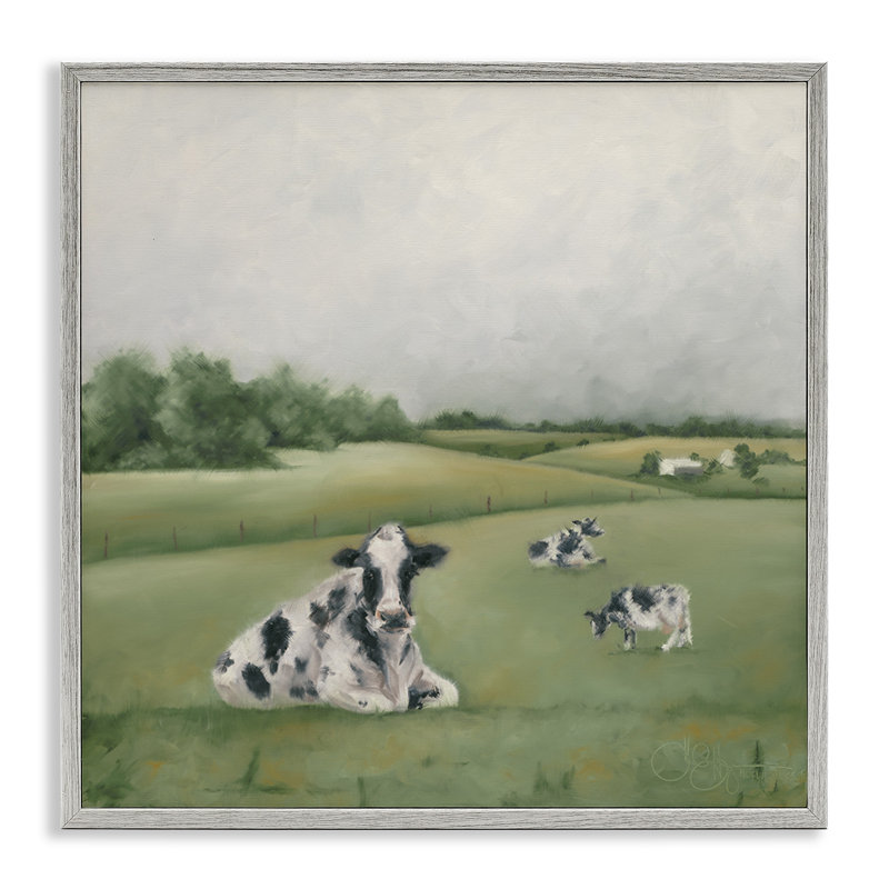 Vaches laitières broutant - peinture sur toile, H 12 po x l 12 po, Estampe numérique Farmhouse