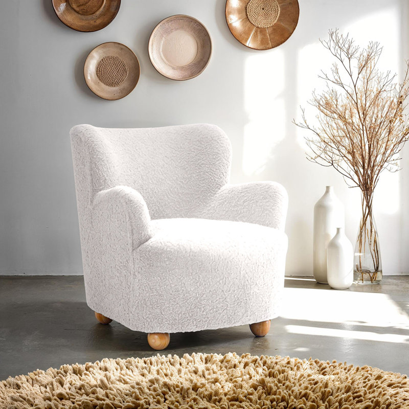 Fauteuil d'appoint rembourré Sabrina Boucle, Blanc