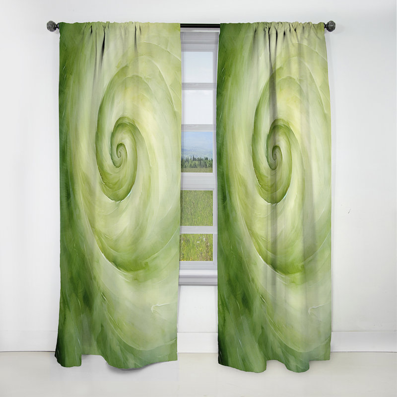 Green Serene Spiral Dreams - Rideau abstrait en spirale - Rideau occultant abstrait - 1 panneau, L 52 po x L 90 po