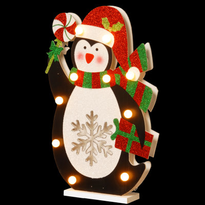 Pre-Lit 17" Wooden Penguin