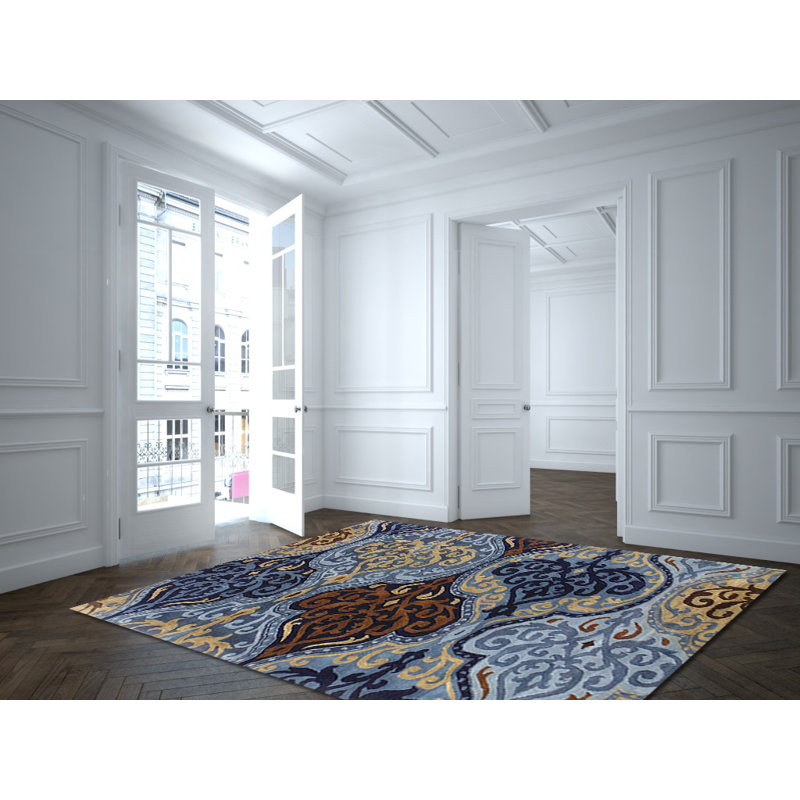 Aditya Cowhide Paisley Indoor Rug, Rectangle 4' x 6'