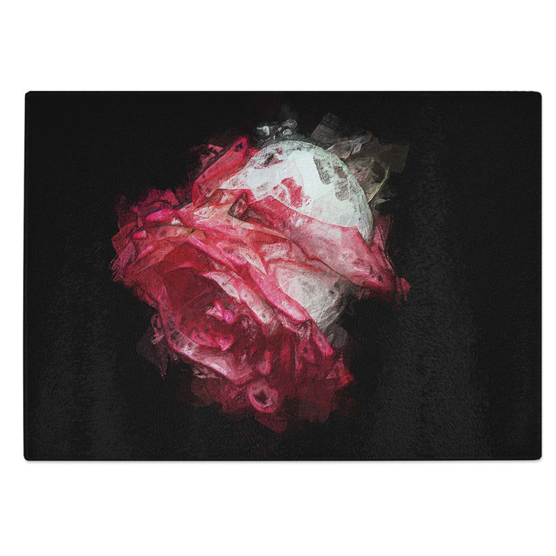 Tempered Glass Rose Chopping Board, 28.5 cm W x 20 cm L
