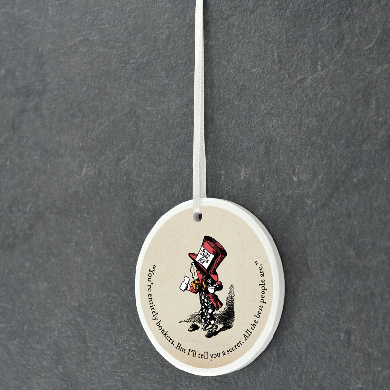 Entirely Bonkers Alice In Wonderland Circle Shaped Ceramic Ornament Bauble