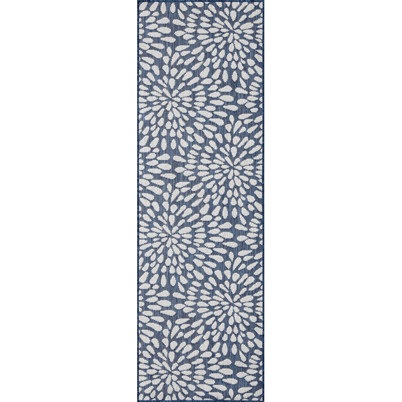 Tapis intérieur / extérieur floral tissé à la machine, Tapis de couloir 2 pi 8 po x 9 pi 11 po