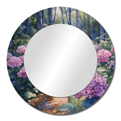Hydrangeas In The Forest Path - Floral Mirror Wall Decor - Printed On Metal