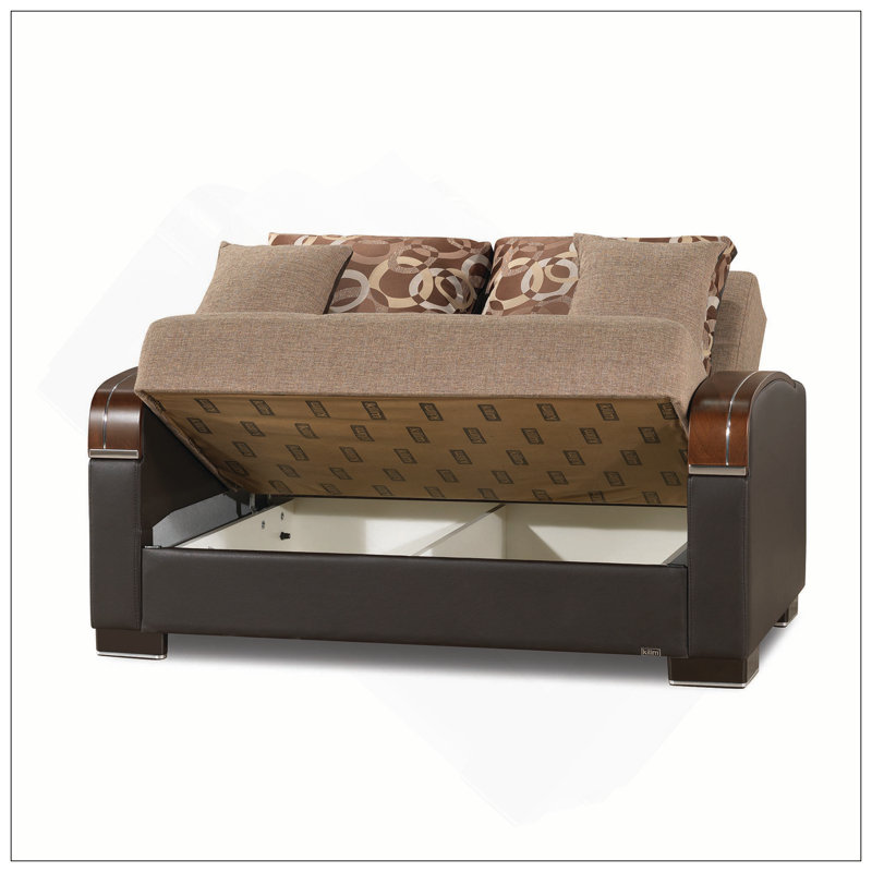 Causeuse convertible rembourrée avec rangement, Polyester brun