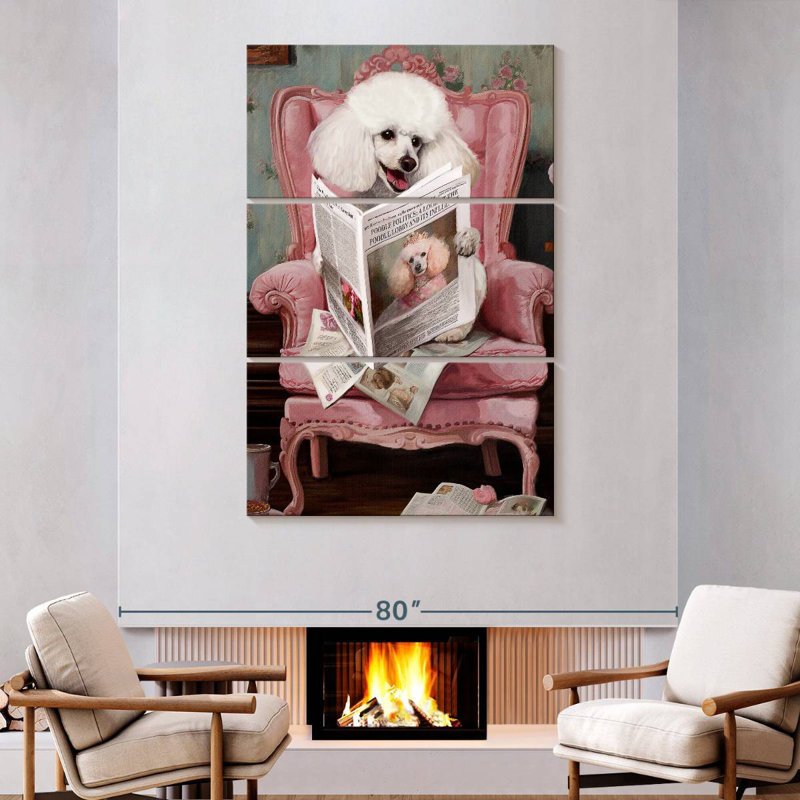 Brampt Poodle Reading News, 74" H x 48" W