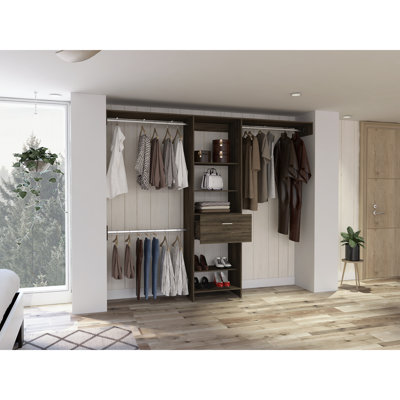 Calveston 1Drawer 4Shelf Closet System Dark Walnut