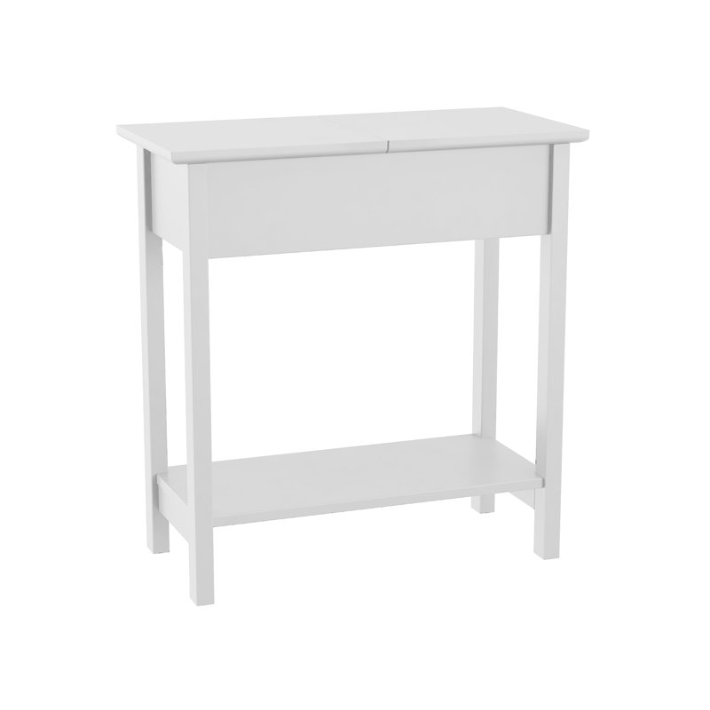 Danay Flip-Top End Table - Slim Side Console with Hidden Hinged Storage Compartment and Lower Shelf - For Living Room or Hallway Use