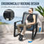 Two Person Outdoor Metal Rocking Bistro Set With Cushions And Side Table For Patio Relaxation
