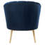 Chaise d'appoint Colla en velours bleu minuit et finition dorée