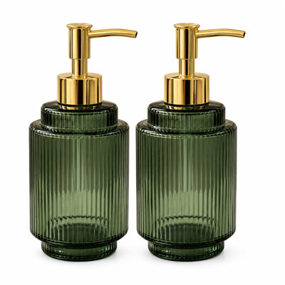 12.85 oz Vertical Fluted Glass Soap Dispenser（brown）