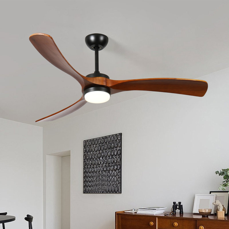 60-Inch 3-Blade Solid Wood Ceiling Fan Light, 60 Wide