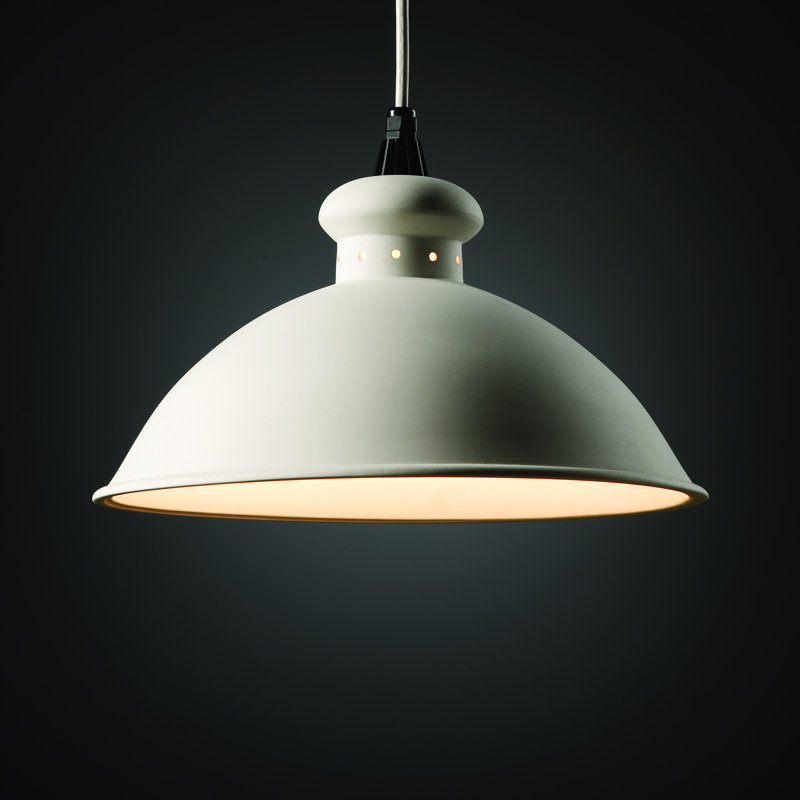 Luminaire suspendu en dome à 1 lumière, Brun crackle Sienna, Cordon blanc