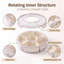 2‑Pack Rotating Round 6‑Compartment Snack Storage Container Set, White Plastic Divided Serving Tray with Locking Clear Lid, Portable Candy Nut Organizer Box for Party, Picnic, Kitchen Food Storage