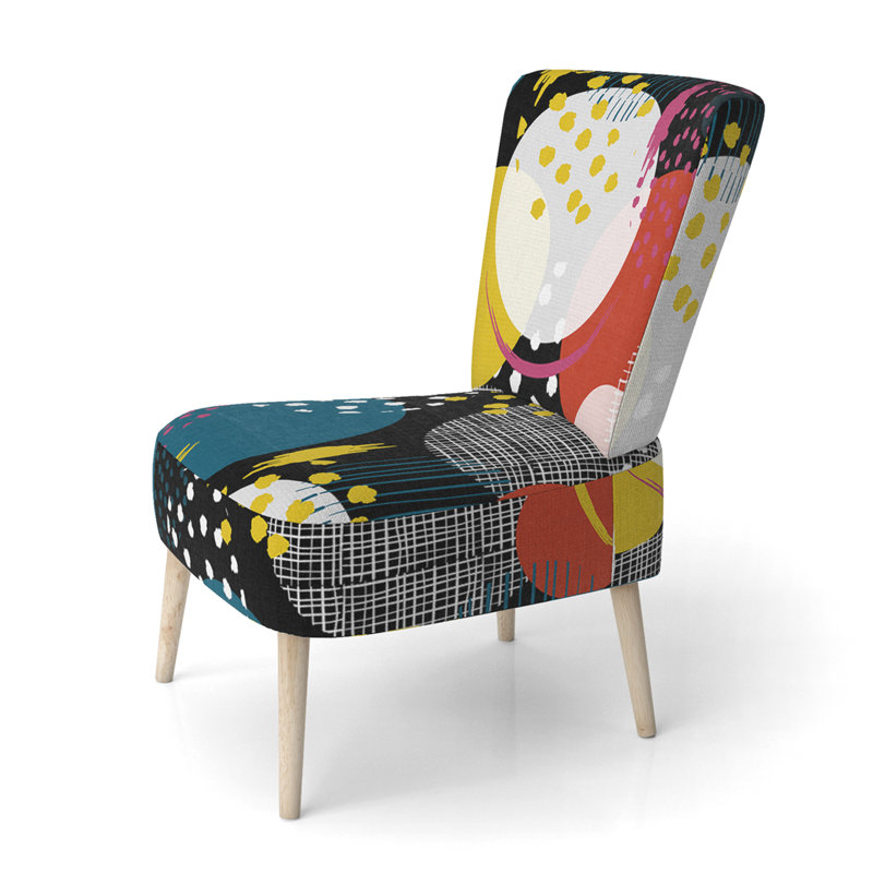 Multicolor Circle Pattern - Upholstered Patterned Accent Side Chair