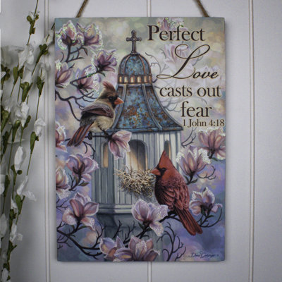 Panneau en bois avec support à corde Perfect Love Cardinals