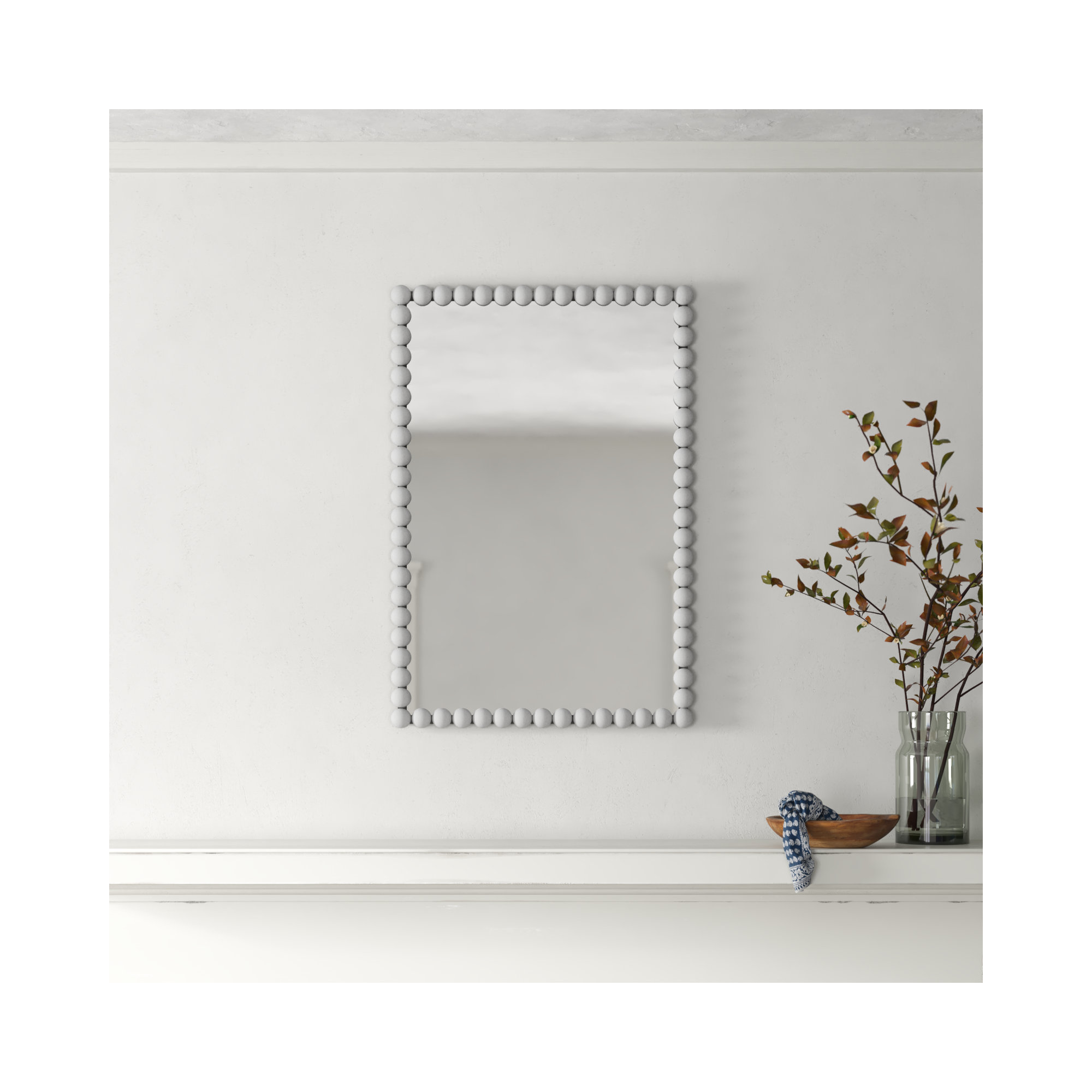 Sanne Metal Mirror, 30" H x 20.5" W, Matte White