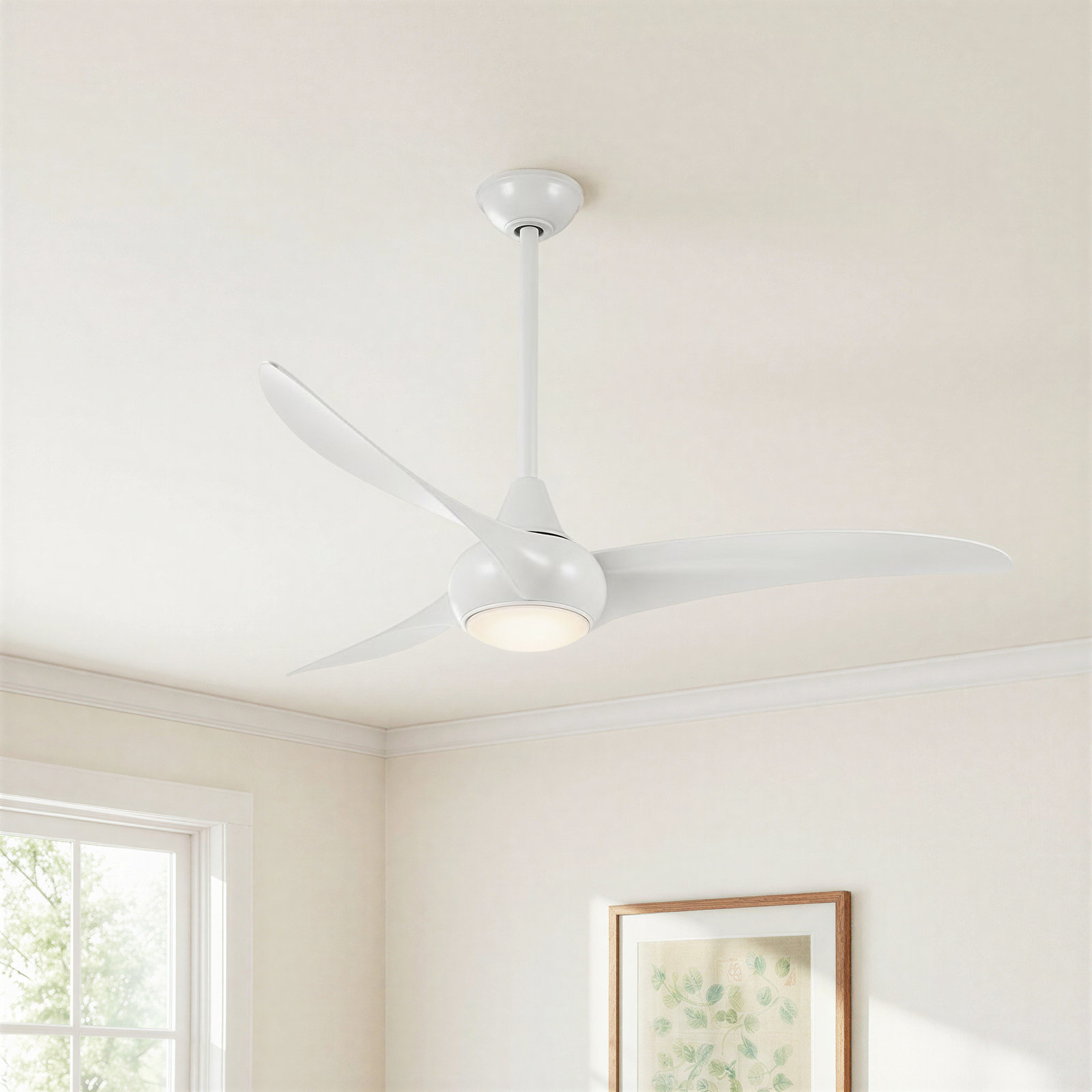 Wave 52" Ceiling Fan with LED Light Kit, White
