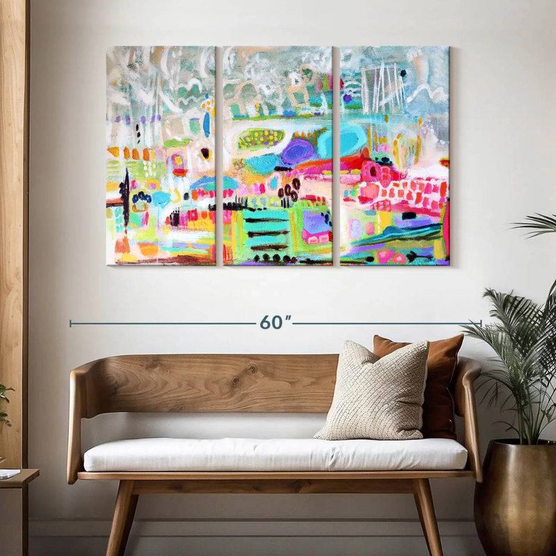 Avery Abstract Clouds Over City, 32" H x 50" W