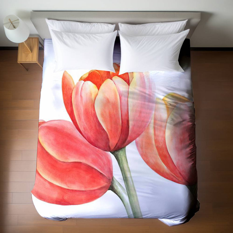 Yellow Flowers Duvet Cover | Three Tulips Closeup Bedding
