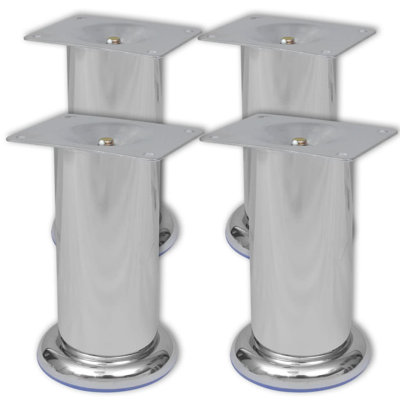Vidaxl 4 Round Sofa Legs Chrome 2.4"