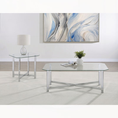 Ensemble de tables basses chromées 2 pièces