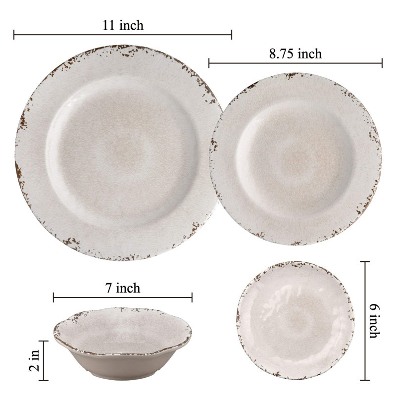 Abhir 12 Piece Melamine Dinnerware Set - Service for 4