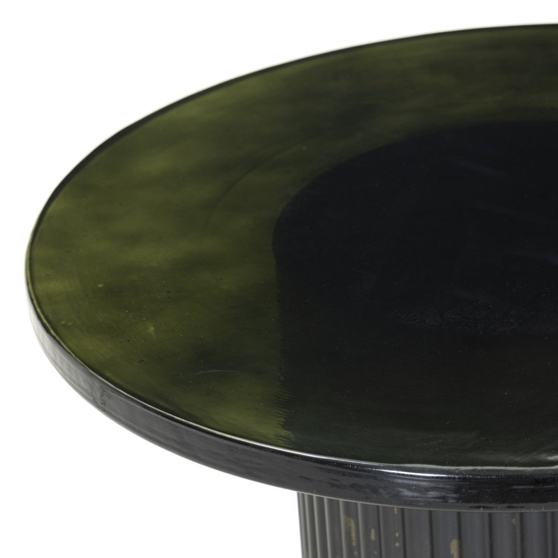 Ruben Glass End Table, Smoked Black Top/Dark Brown Base