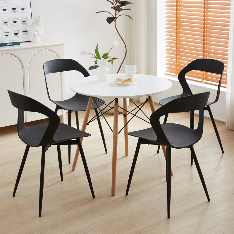Modern Dining Chairs - Plastic Chairs - Openwork - Metal Legs, Black