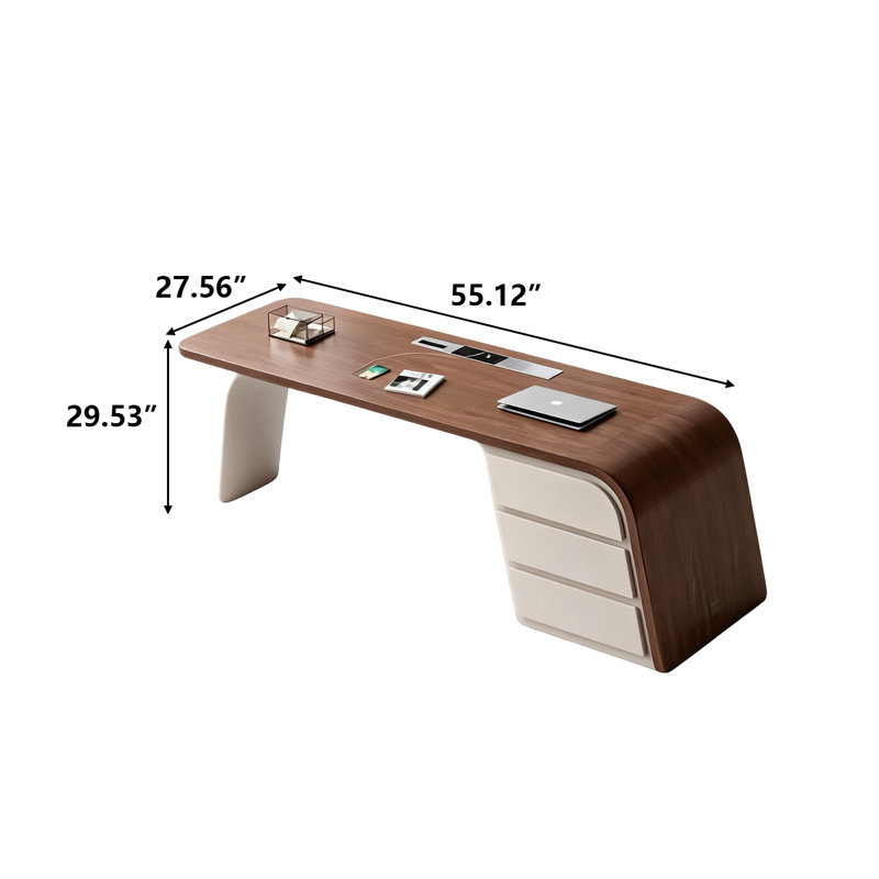 Bureau brun simple mais luxueux de 55,12 po, 29.53" H x 55.12" W x 27.56" D