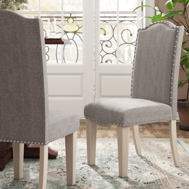 Romane Upholstered Side Chair in Gray
