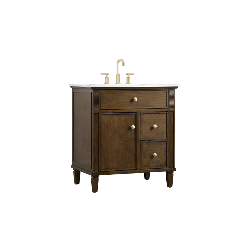 Meuble-lavabo 32 po Bordeaux, Chêne foncé antique