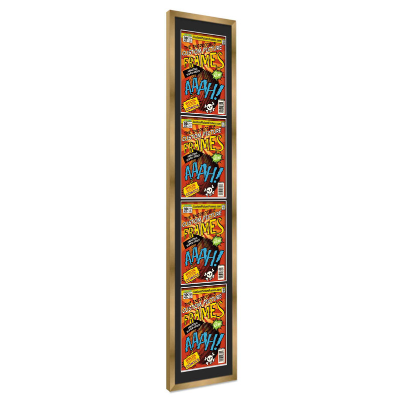 Wood Picture Frame with Mat, 6.875" x 10.5", Gold/Black