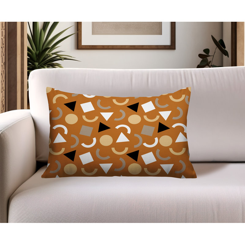 Coussin lombaire réversible intérieur / extérieur Lunko, Rectangle H 14 po x l 20 po, Orange