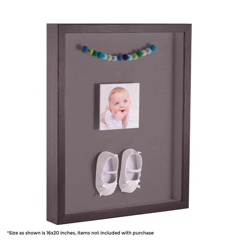 Wood Matte Shadow Box Picture Frame, Light  Charcoal gray