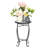 Round Glass and Steel Outdoor Side Table , 13.8 " W 13.8 " D-17522894