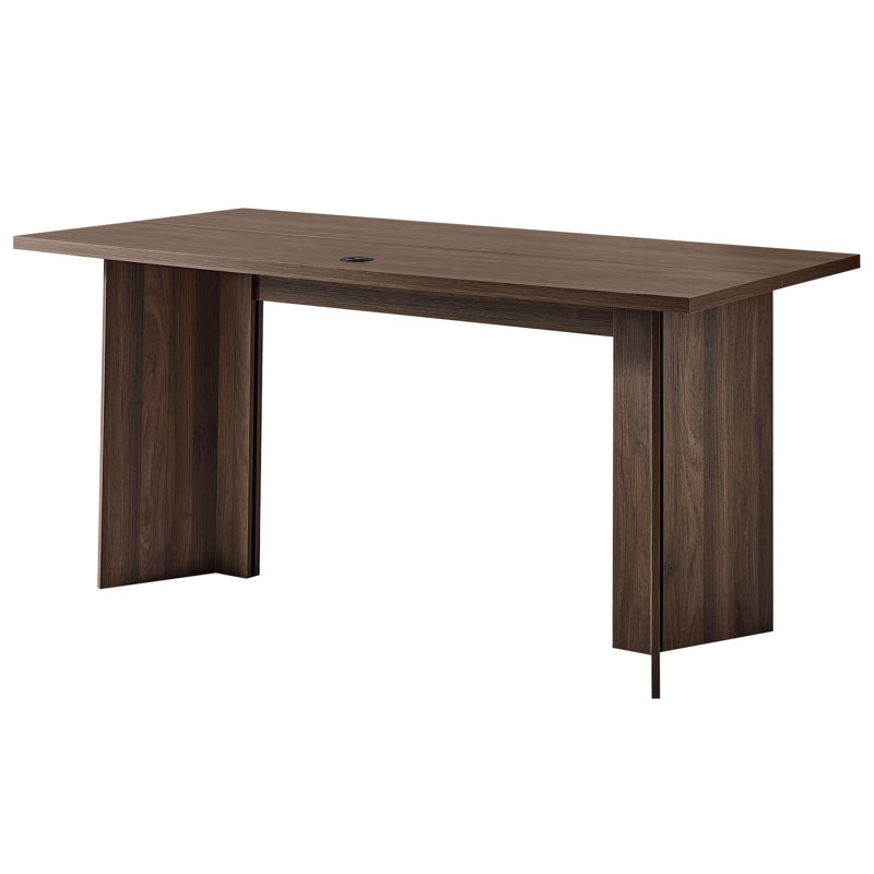 Bureau de direction 63 po, grande table de bureau rectangulaire moderne, table de direction en bois robuste avec trou de raccordement de câble, capacité de charge de 250 lb, assemblage facile, pour l'écriture de travail, noyer