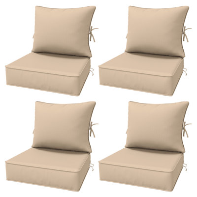 6.5″ Outdoor Replacement Cushion Set, Deep Seating Seat / Back Cushion Set, 24″W X 24″ D, Set Of 4