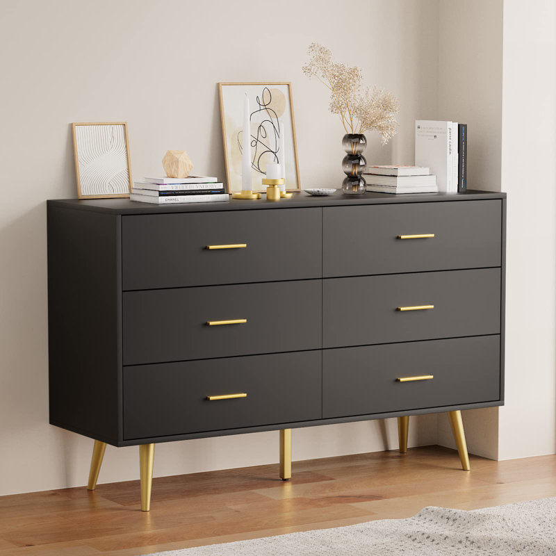 Commode 6 tiroirs Sejan, Noir