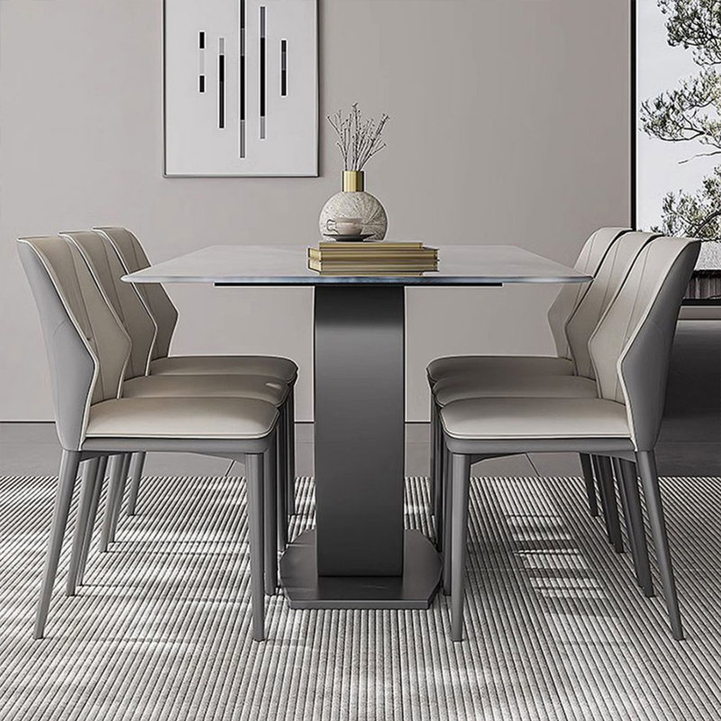 Table de salle à manger rectangulaire moderne en acier fritté gris, 51.18